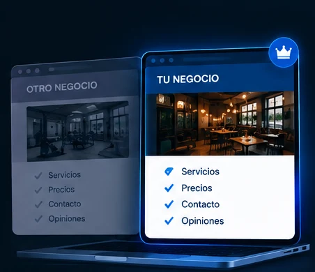 Comparación entre la web de otro negocio y la tuya, más clara y profesional